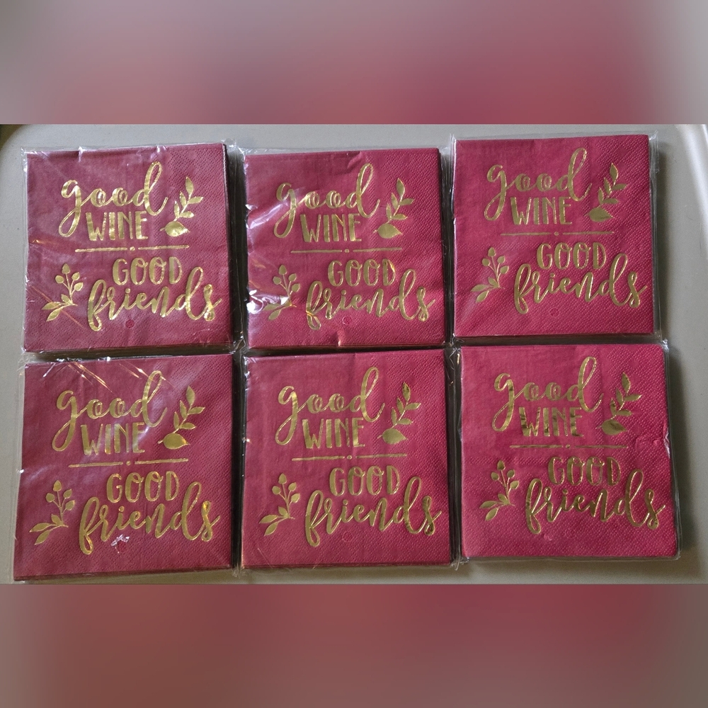 6 - 16 Pk Elegant Party Napkins - Gold and Maroon